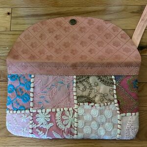 Patchwork Handmade Pink embroidered Clutch